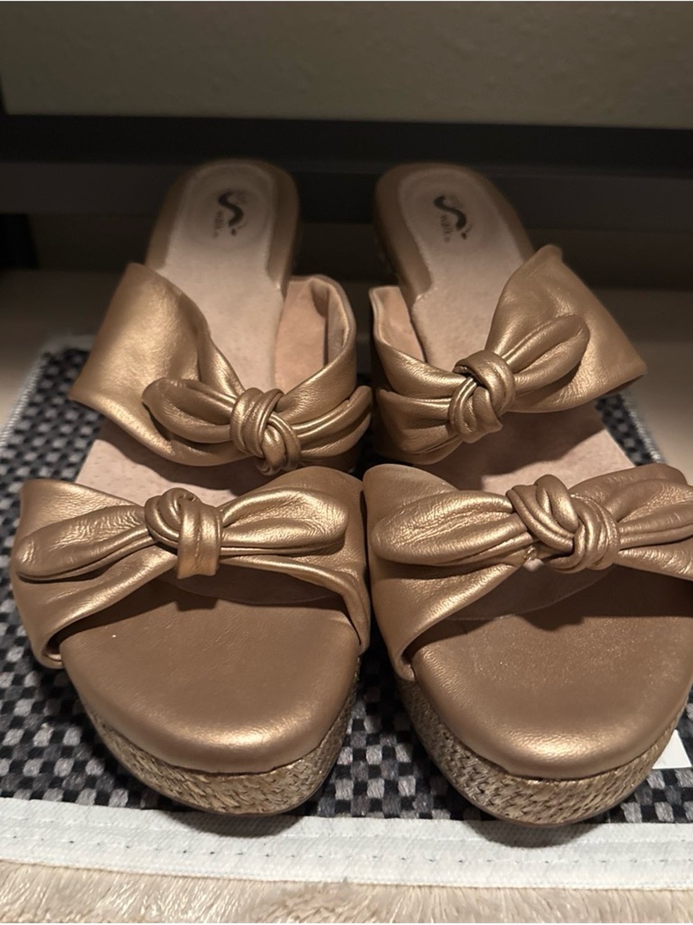 SoftWalk Metallic Gold Knot Platform Sandals